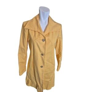 Cole Haan Vintage Trench Coat Cute Mid Length Coat Yellow Floral lined sz 6